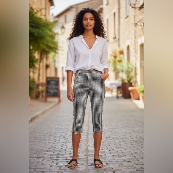 Anthropologie Pants - Anthropologie Black & White Gingham Capri Pedal Pusher Pants